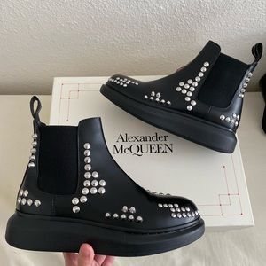 New Alexander Mcqueen Studded Hybrid Chelsea Boots